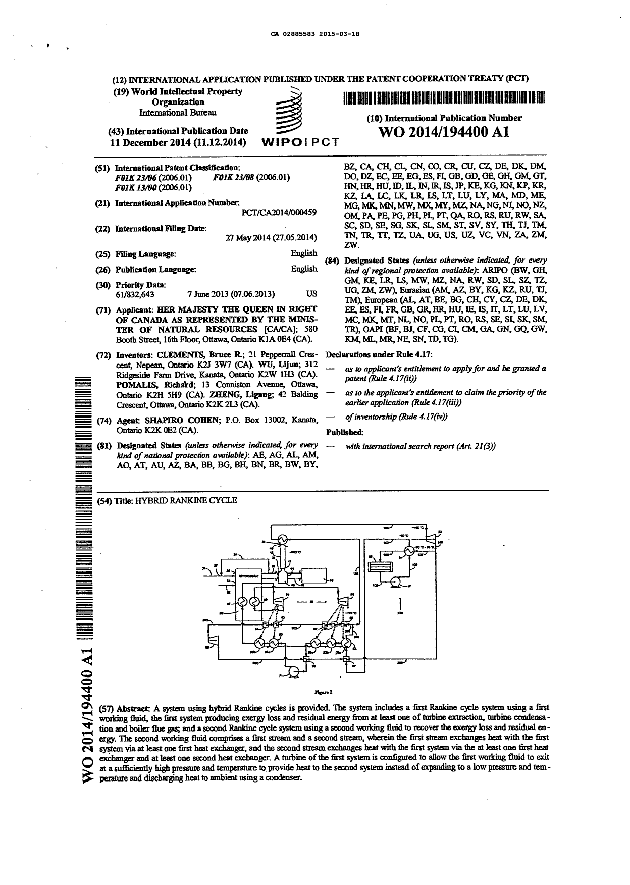 Document de brevet canadien 2885583. PCT 20150318. Image 1 de 7