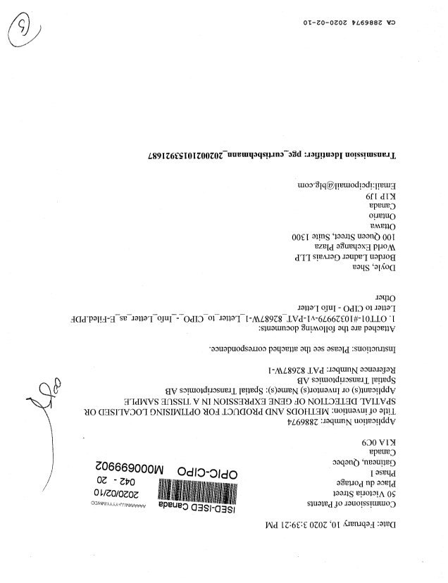 Document de brevet canadien 2886974. Modification 20200210. Image 1 de 5