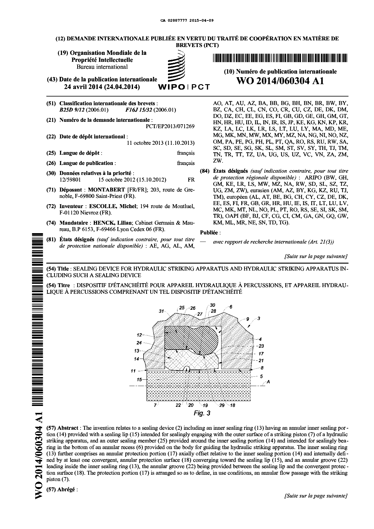 Document de brevet canadien 2887777. Abrégé 20150409. Image 1 de 2