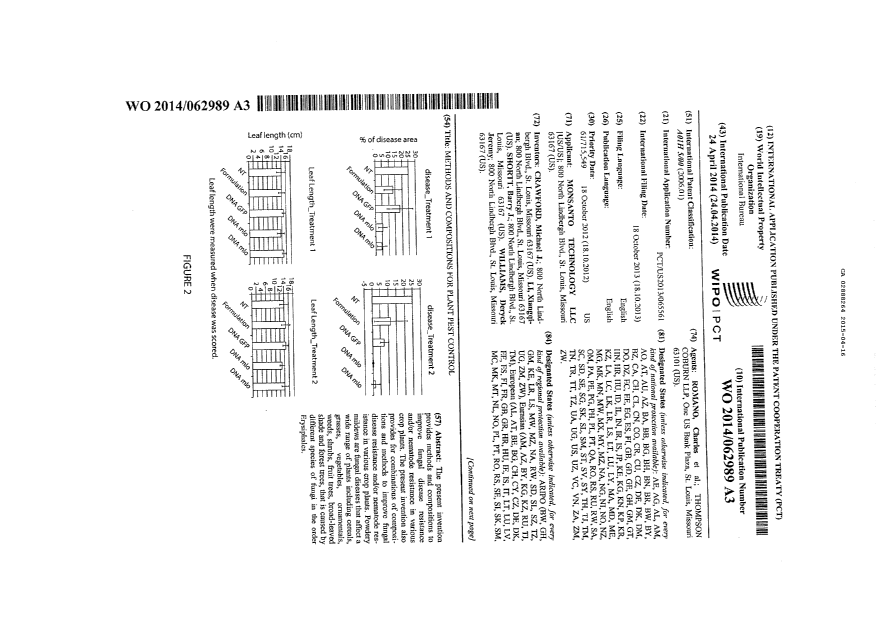 Canadian Patent Document 2888264. PCT 20141216. Image 1 of 16
