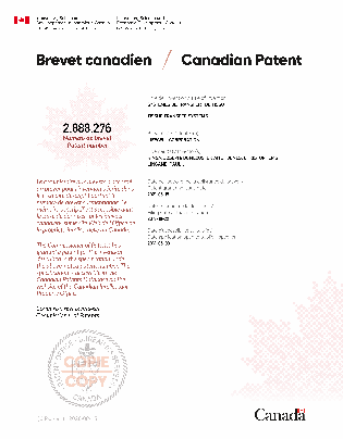Canadian Patent Document 2888276. Electronic Grant Certificate 20210615. Image 1 of 1
