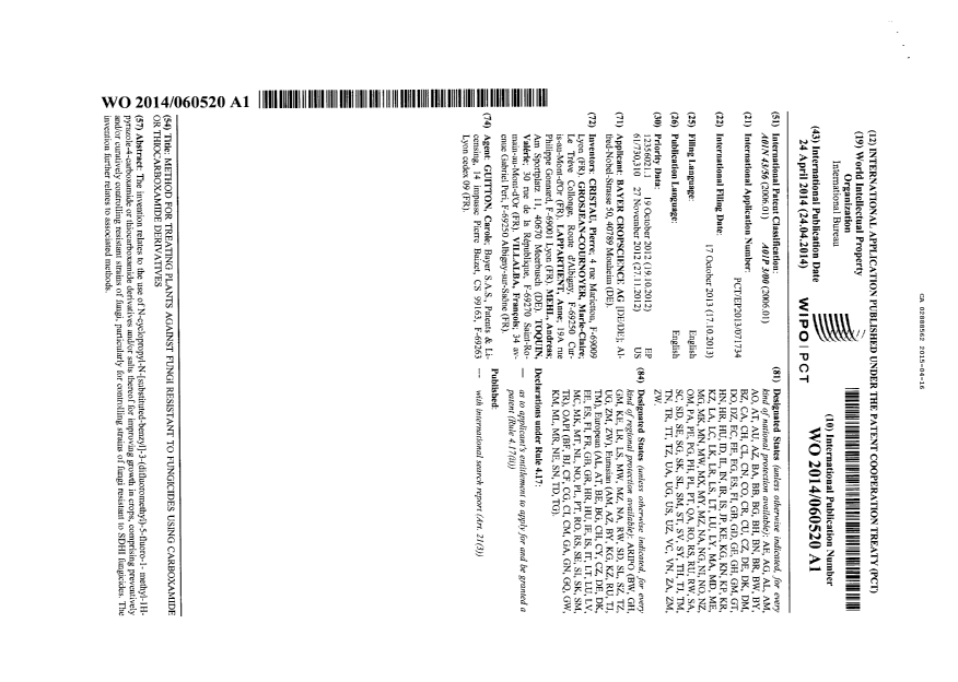 Document de brevet canadien 2888562. PCT 20141216. Image 1 de 11