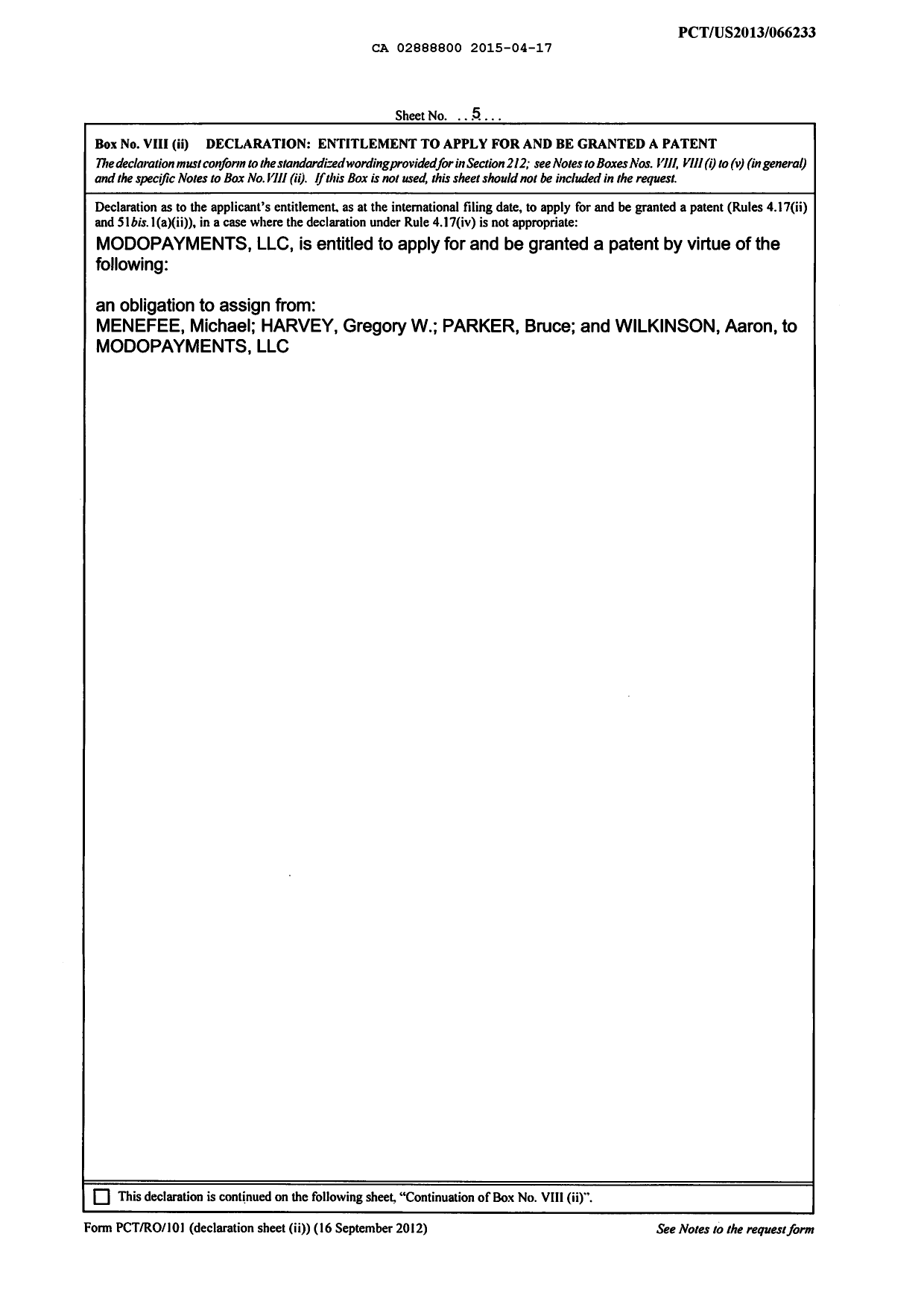 Document de brevet canadien 2888800. PCT 20141217. Image 2 de 2