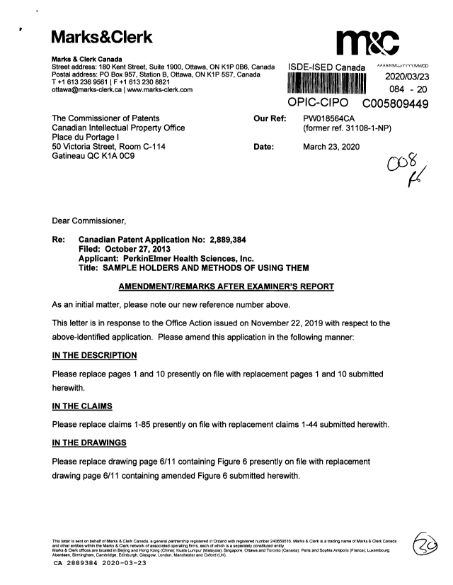 Document de brevet canadien 2889384. Modification 20200323. Image 1 de 30