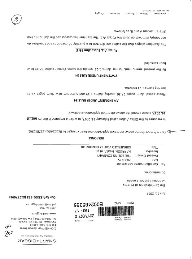 Document de brevet canadien 2890775. Poursuite-Amendment 20161210. Image 1 de 8