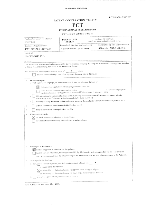 Document de brevet canadien 2890891. PCT 20150504. Image 1 de 12