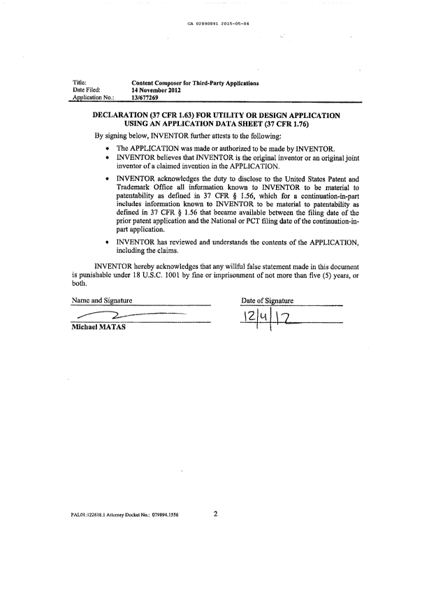 Document de brevet canadien 2890891. Cession 20150504. Image 8 de 8