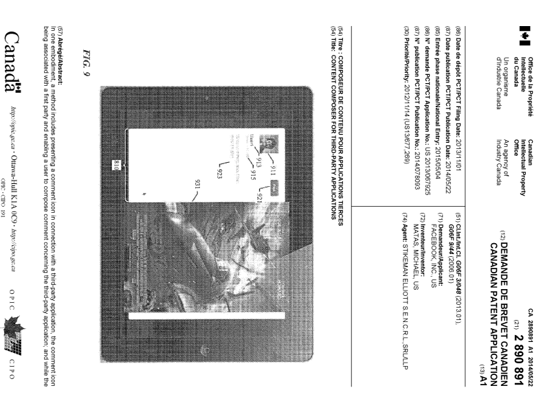 Document de brevet canadien 2890891. Page couverture 20150529. Image 1 de 2