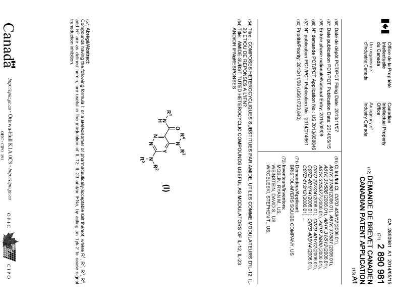 Document de brevet canadien 2890981. Page couverture 20150601. Image 1 de 2