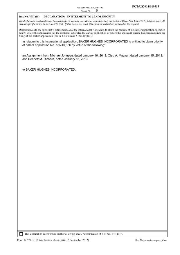 Document de brevet canadien 2897397. Déclaration 20150706. Image 1 de 1