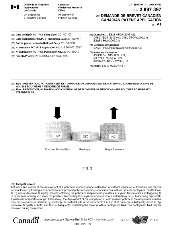 Document de brevet canadien 2897397. Page couverture 20150807. Image 1 de 1