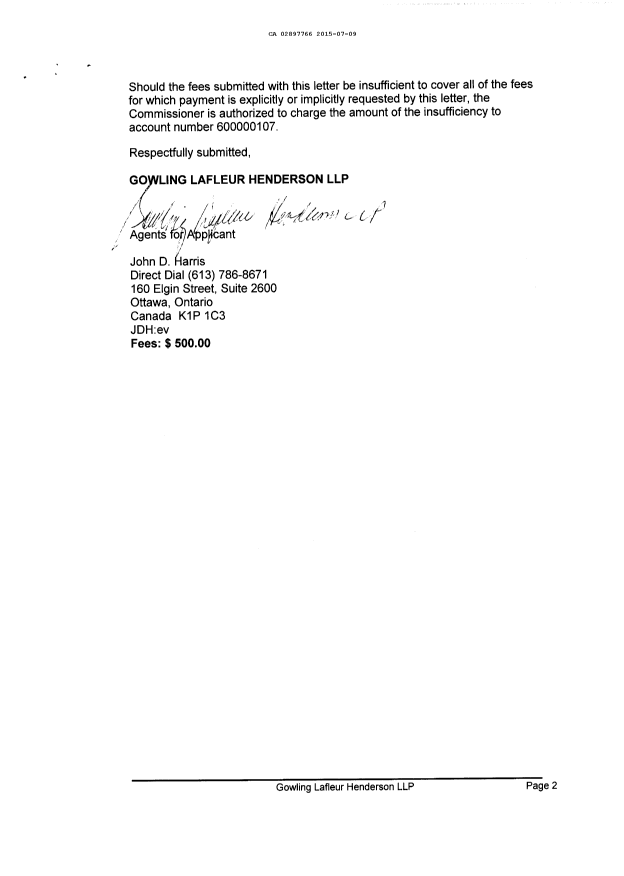 Document de brevet canadien 2897766. Demande d'entrée en phase nationale 20141209. Image 2 de 3