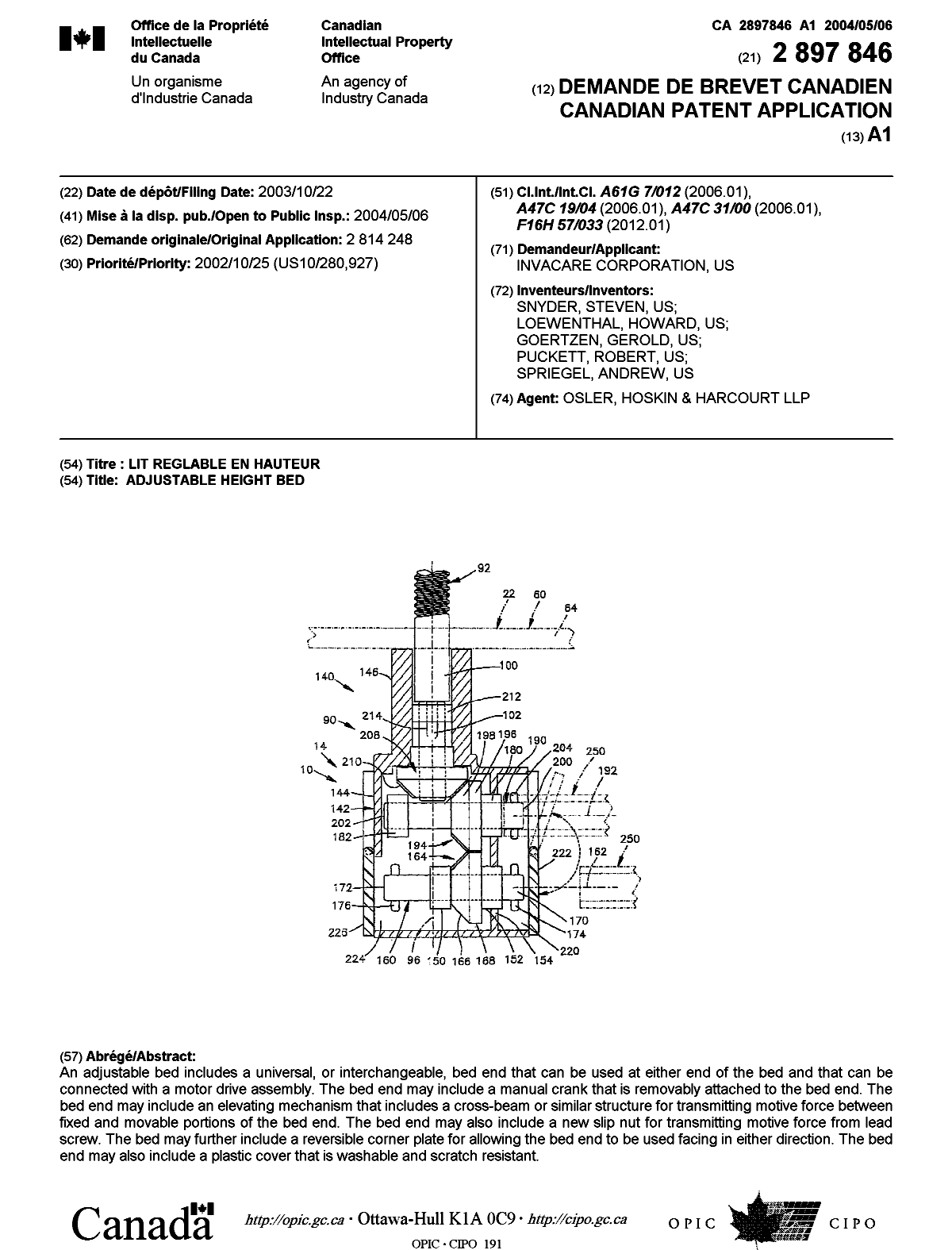 Document de brevet canadien 2897846. Page couverture 20141203. Image 1 de 1