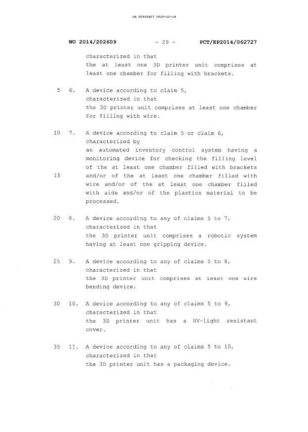 Document de brevet canadien 2915427. Revendications 20141214. Image 2 de 5