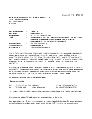 Document de brevet canadien 2961734. R30(2) Requête de l'examinateur 20161231. Image 1 de 5