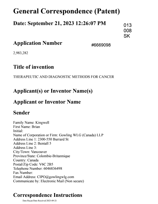 Document de brevet canadien 2983282. Modification 20230921. Image 1 de 16