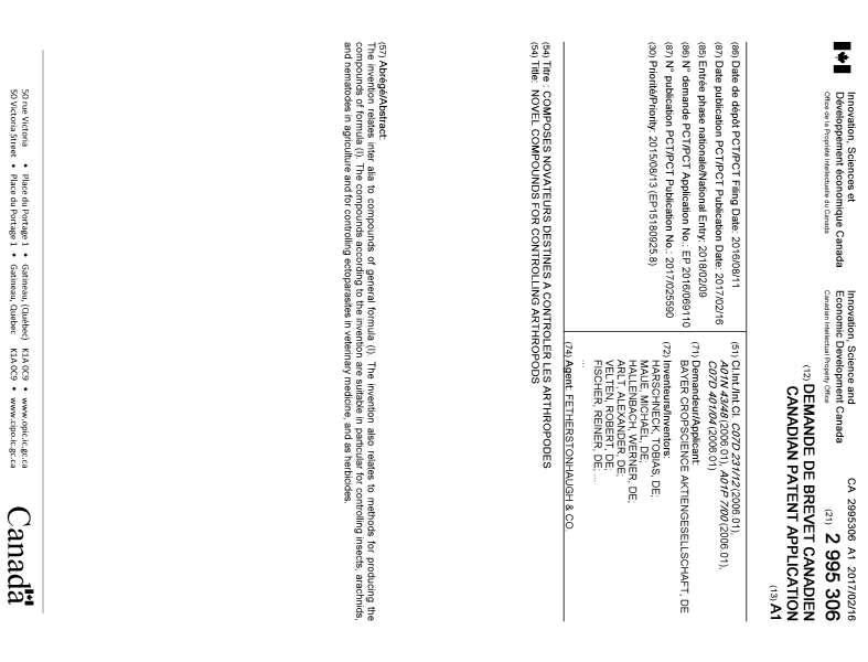 Document de brevet canadien 2995306. Page couverture 20180329. Image 1 de 2
