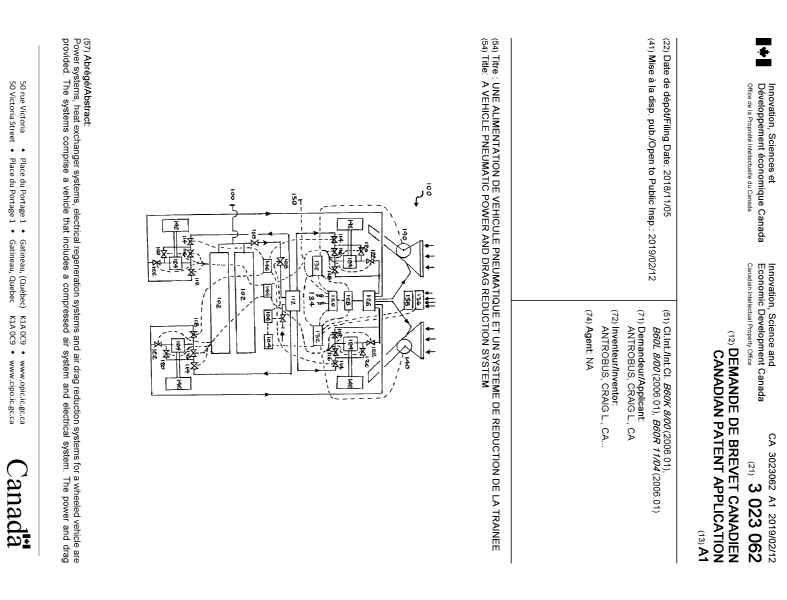 Canadian Patent Document 3023062. Cover Page 20190114. Image 1 of 2