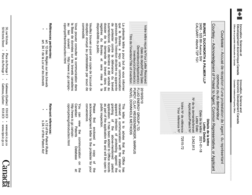 Document de brevet canadien 3042913. Accusé de réception d'antériorité 20210118. Image 1 de 2